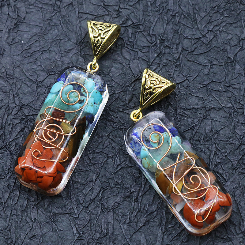 Orgonite 7 Chakra Bar Crystal Stones Necklace