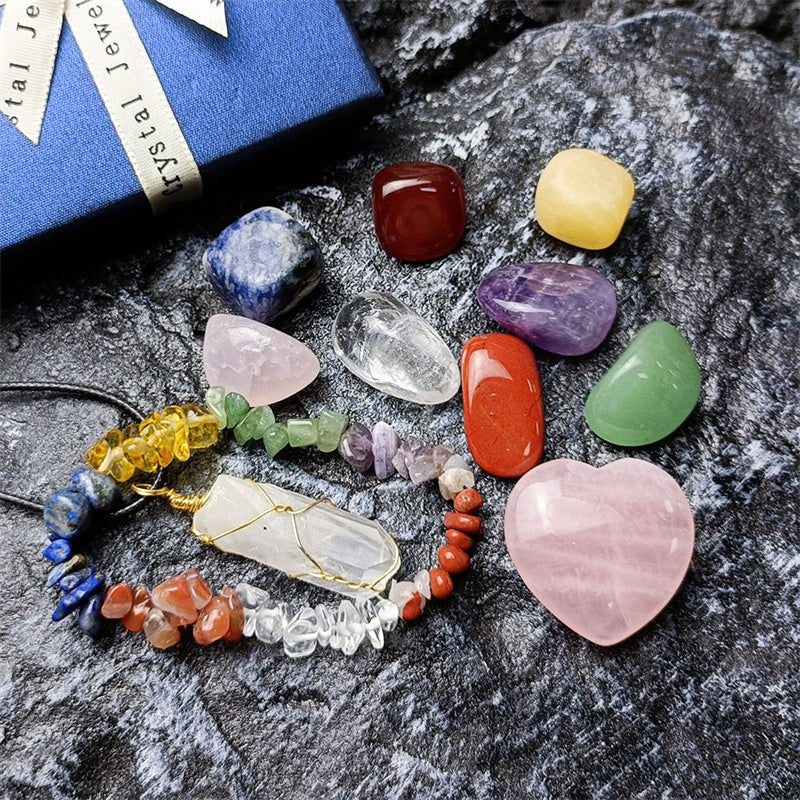 Chakra Healing Quartz Crystal Bracelet Set