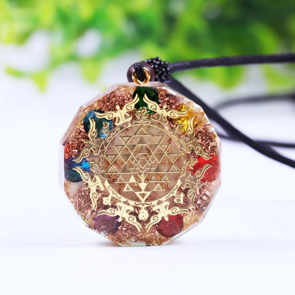 Chakra Healing Orgonite Pendant EMF Protection Necklace