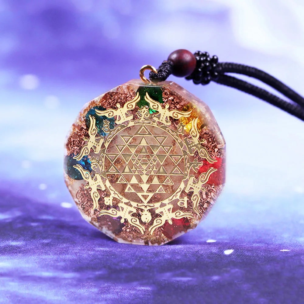 Chakra Healing Orgonite Pendant EMF Protection Necklace