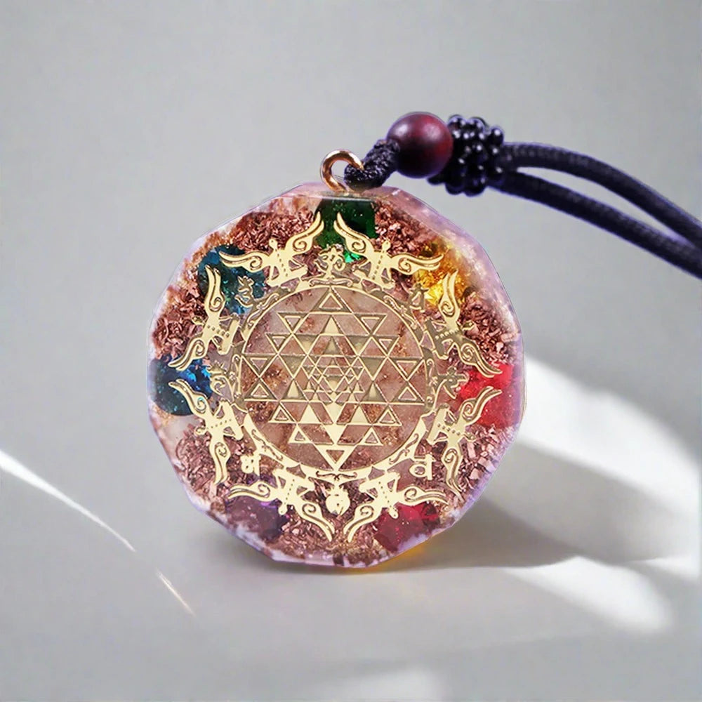 Chakra Healing Orgonite Pendant EMF Protection Necklace