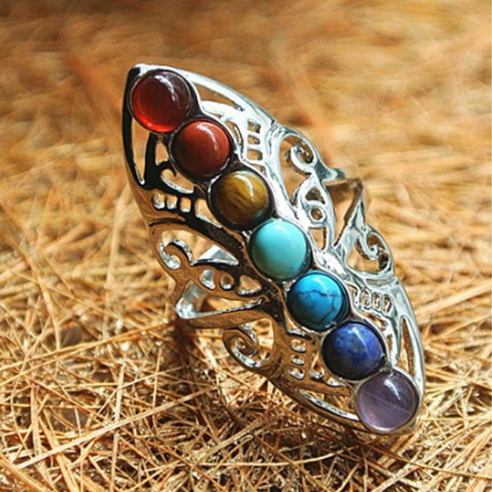 7 Chakra Reiki Healing Stone Ring