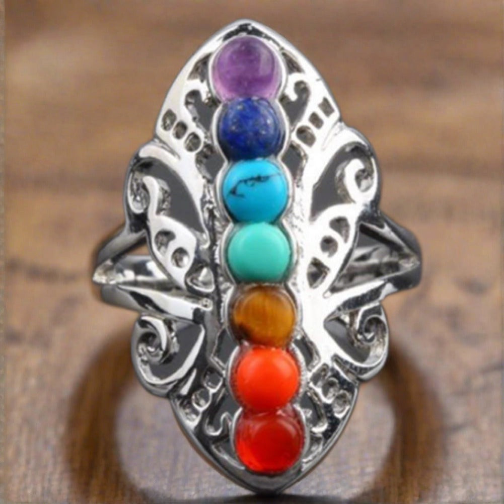 7 Chakra Reiki Healing Stone Ring